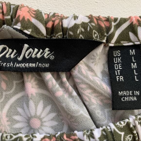 Du Jour Romper Off The Shoulder Bell Sleeves Print Romper Size Medium - Picture 2 of 15